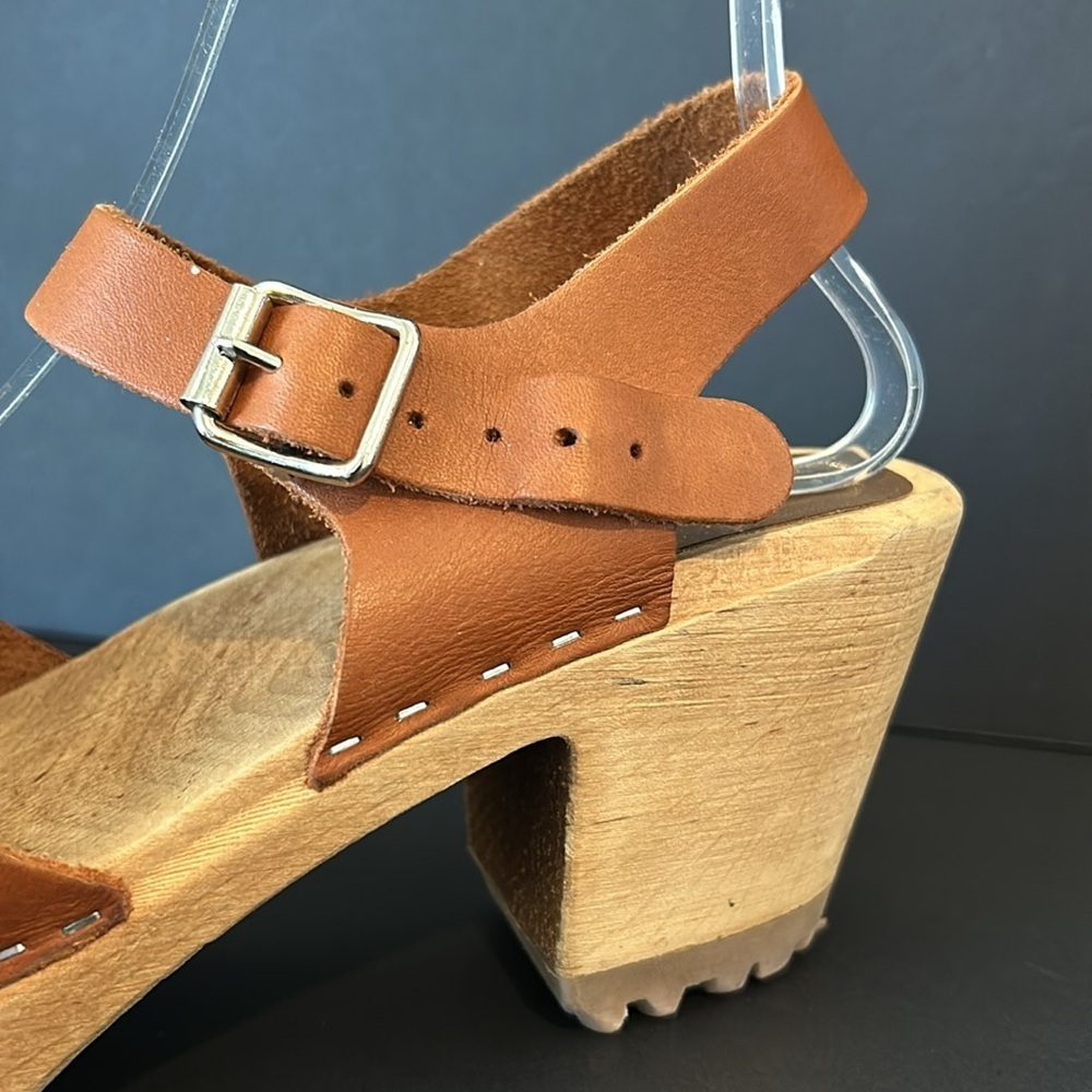 MIA brown wooden and leather clogs size 11 (41) - Picture 9 of 10